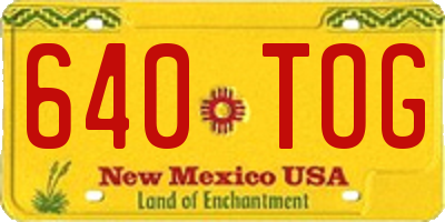 NM license plate 640TOG