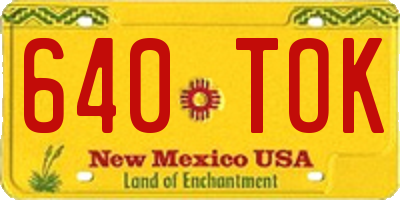 NM license plate 640TOK