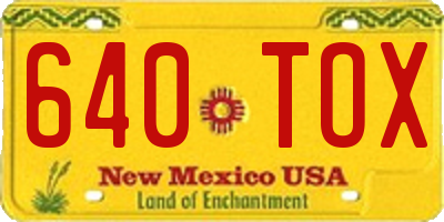 NM license plate 640TOX