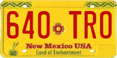NM license plate 640TRO