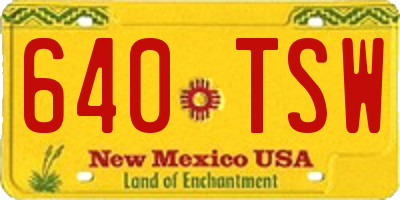 NM license plate 640TSW
