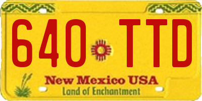 NM license plate 640TTD
