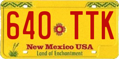 NM license plate 640TTK
