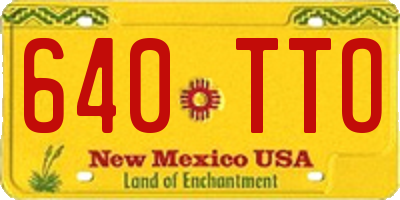 NM license plate 640TTO