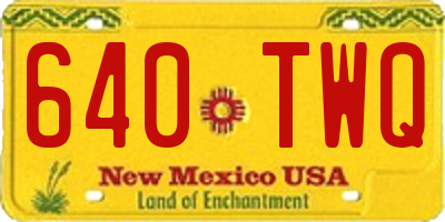 NM license plate 640TWQ
