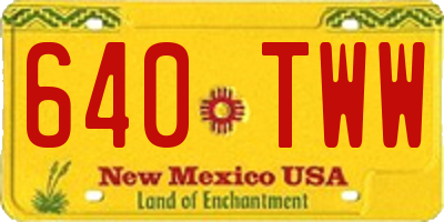 NM license plate 640TWW