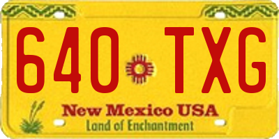 NM license plate 640TXG