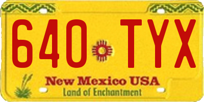NM license plate 640TYX