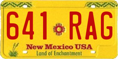 NM license plate 641RAG