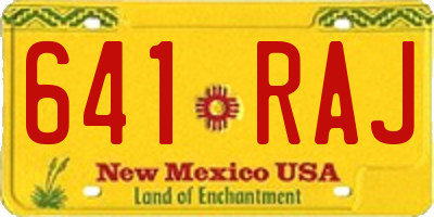 NM license plate 641RAJ