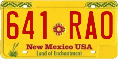 NM license plate 641RAO