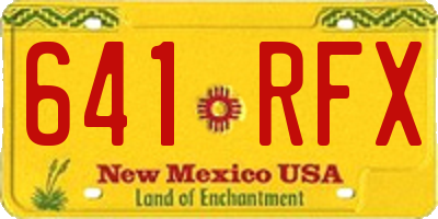 NM license plate 641RFX