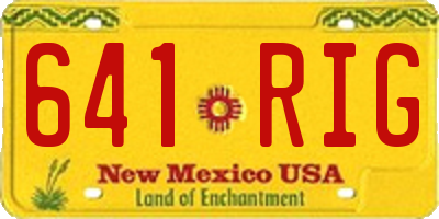 NM license plate 641RIG