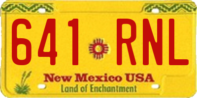 NM license plate 641RNL