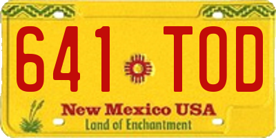 NM license plate 641TOD