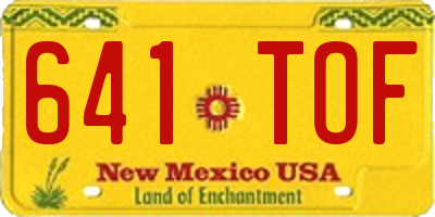 NM license plate 641TOF