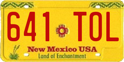 NM license plate 641TOL