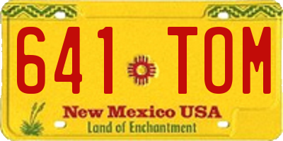 NM license plate 641TOM