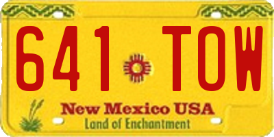 NM license plate 641TOW
