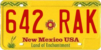 NM license plate 642RAK