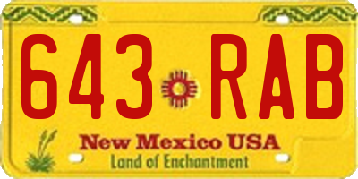 NM license plate 643RAB