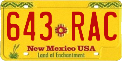 NM license plate 643RAC