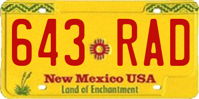 NM license plate 643RAD