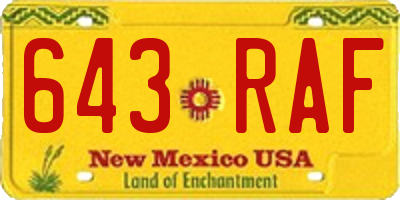 NM license plate 643RAF