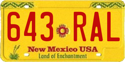 NM license plate 643RAL