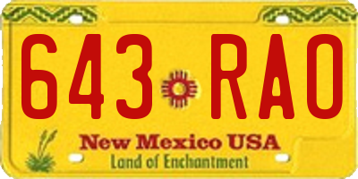 NM license plate 643RAO