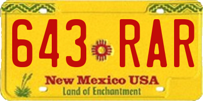 NM license plate 643RAR