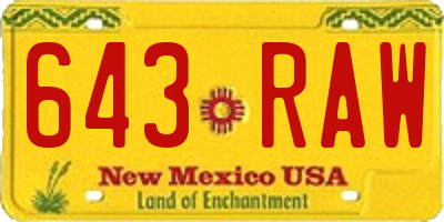 NM license plate 643RAW