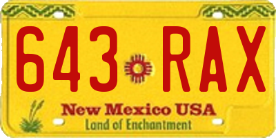 NM license plate 643RAX