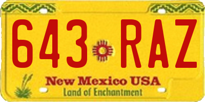 NM license plate 643RAZ