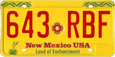 NM license plate 643RBF