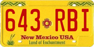 NM license plate 643RBI
