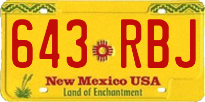 NM license plate 643RBJ