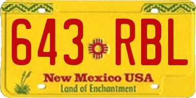 NM license plate 643RBL