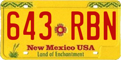 NM license plate 643RBN
