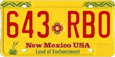 NM license plate 643RBO
