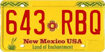 NM license plate 643RBQ