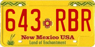 NM license plate 643RBR