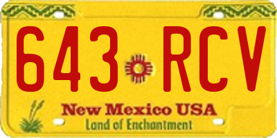 NM license plate 643RCV