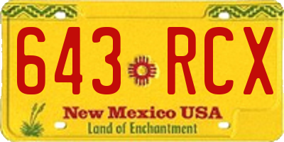 NM license plate 643RCX
