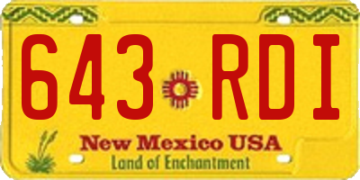 NM license plate 643RDI