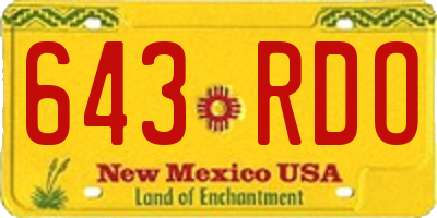 NM license plate 643RDO