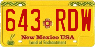 NM license plate 643RDW