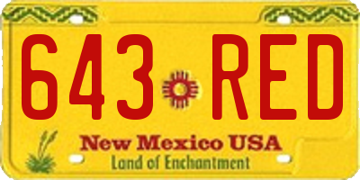 NM license plate 643RED