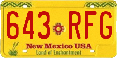 NM license plate 643RFG