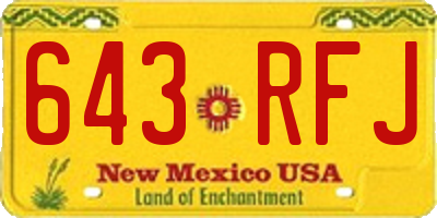 NM license plate 643RFJ